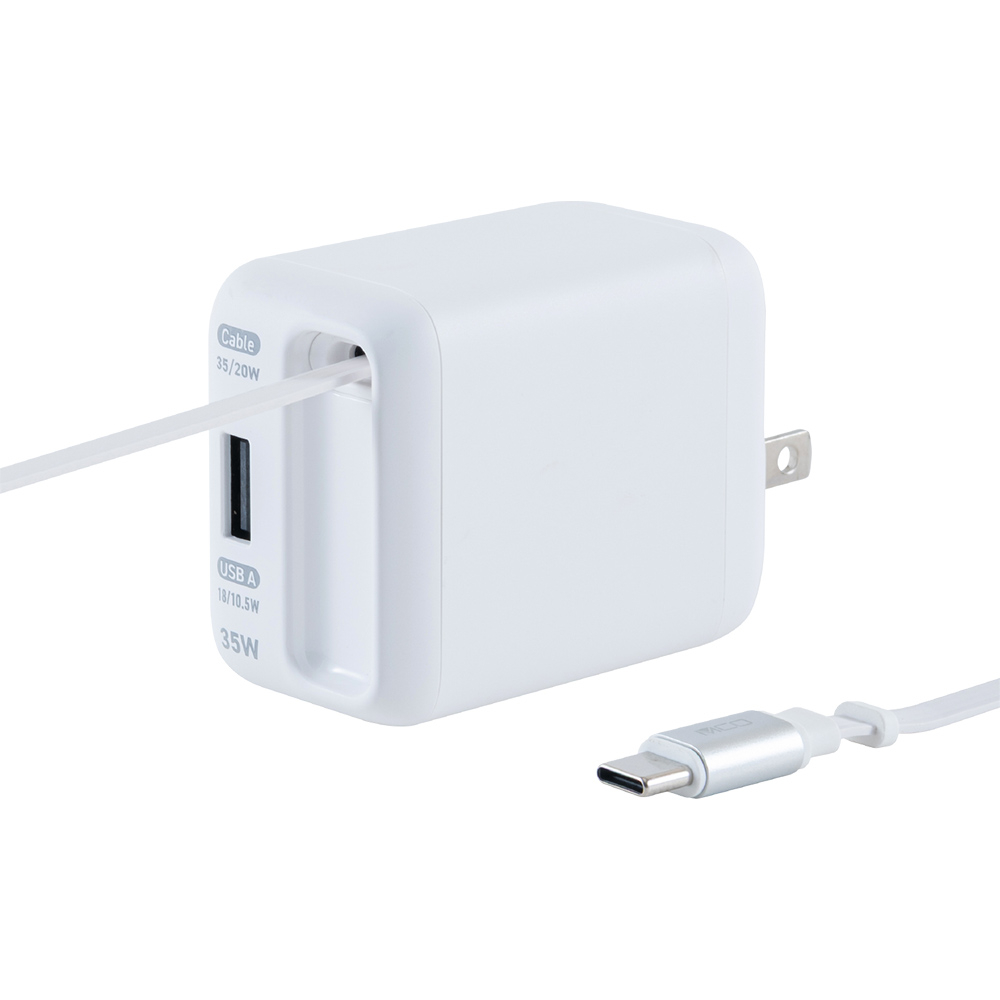 ナカバヤシ 巻取りケーブル付USB PD充電器 35W ホワイト JYU-ACR0135W (tm)の商品画像