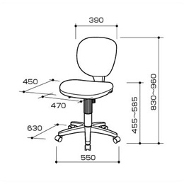 ナカバヤシ OAチェア 肘なしタイプ CGN-201N グレー)