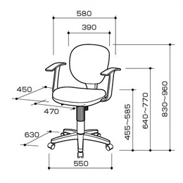 ナカバヤシ OAチェア 肘付タイプ CGN-202N グレー)