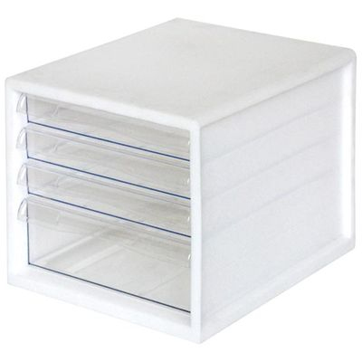 ナカバヤシ A4レターケース4段(浅3+深1) ホワイト A4E-04W