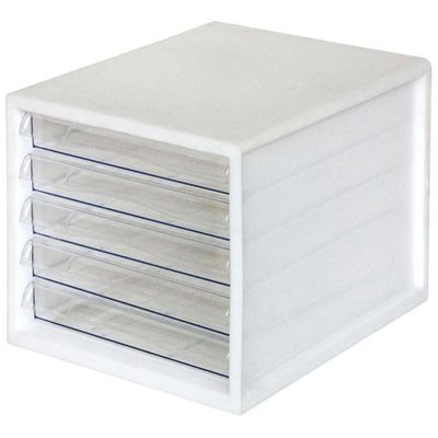 ナカバヤシ A4レターケース5段(浅5) ホワイト A4E-05W