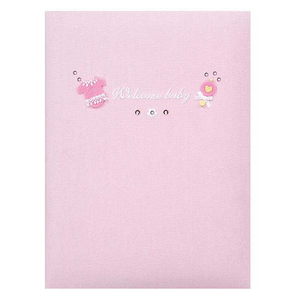 \アルバムづくり応援キャンペーン中!/ 【★刺繍名入れ代込】ナカバヤシ 記録ブック ウェルカムベビー TKB-280-P ピンク