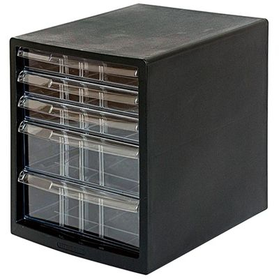 ナカバヤシ A4レターケース5段(浅3+深2) ブラック A4E-SC5B