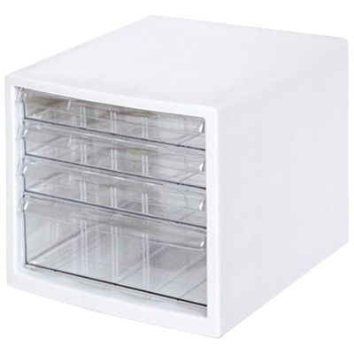 ナカバヤシ A4レターケース4段(浅3+深1) ホワイト A4E-S4W