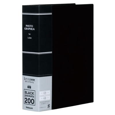 ナカバヤシ ポケットアルバム フォトグラフィリア/PHOTO GRAPHILIA L判200枚 PHL-1020-D/G ブラック