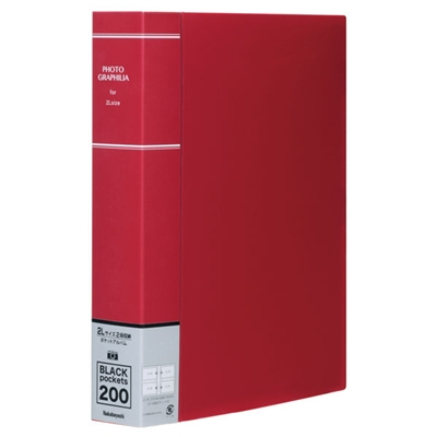 ナカバヤシ ポケットアルバム フォトグラフィリア/PHOTO GRAPHILIA 2L版200枚 PH2L-1020-R/G レッド