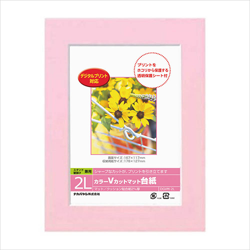 ナカバヤシ DigioカラーVカットマット台紙 2L ピンク DGVM-2L-P/V