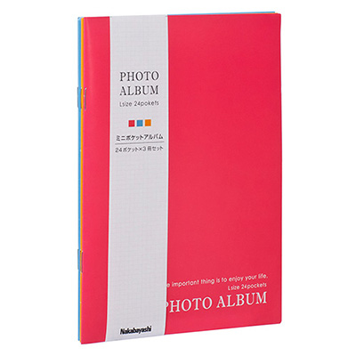 ナカバヤシ ミニポケット アルバム3冊セット/カラフル ア-PAL-101-3P レッド・ブルー・イエロー #103#