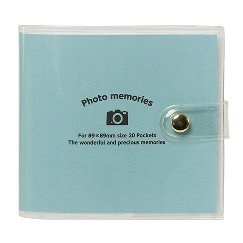 ナカバヤシ カバーポケットアルバム ましかくサイズ/89×89mm Lスクエア(LS判)20枚収納 アカ-PV89-201-1 アクアブルー