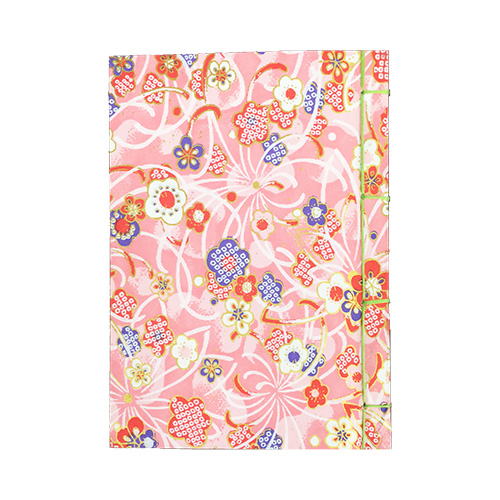 ナカバヤシ 和綴帖/A6サイズ/横綴じ 小花ピンク(糸の色:黄緑 ) ノ-WTJ-A6-1