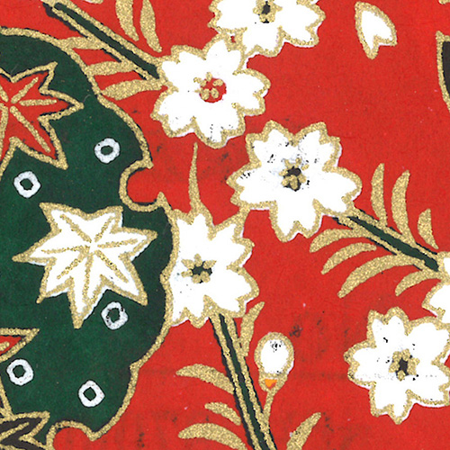 ナカバヤシ 和綴帖/A6サイズ/横綴じ 文様レッド(糸の色:黄緑 ) ノ-WTJ-A6-3