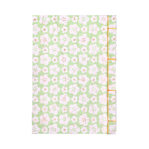 ナカバヤシ 和綴帖/A6サイズ/横綴じ 花グリーン(糸の色:橙) ノ-WTJ-A6-4