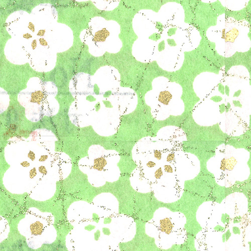 ナカバヤシ 和綴帖/A6サイズ/横綴じ 花グリーン(糸の色:橙) ノ-WTJ-A6-4