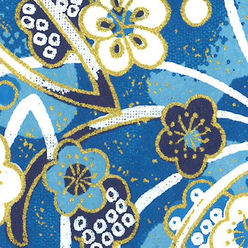 ナカバヤシ 和綴帖/A5サイズ/横綴じ 小花ブルー(糸の色:紫 ) ノ-WTJ-A5-2