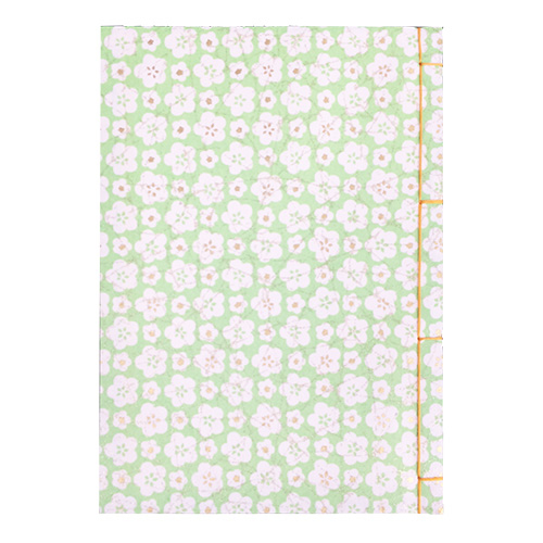 ナカバヤシ 和綴帖/A5サイズ/横綴じ 花グリーン(糸の色:橙) ノ-WTJ-A5-4