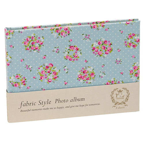 ナカバヤシ ファブリック ブック式フリーアルバム/100年台紙/B6サイズ ラブリーフラワー アH-B6B-135-B ブルー