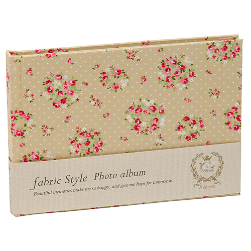 ナカバヤシ ファブリック ブック式フリーアルバム/100年台紙/B6サイズ ラブリーフラワー アH-B6B-135-V ベージュ
