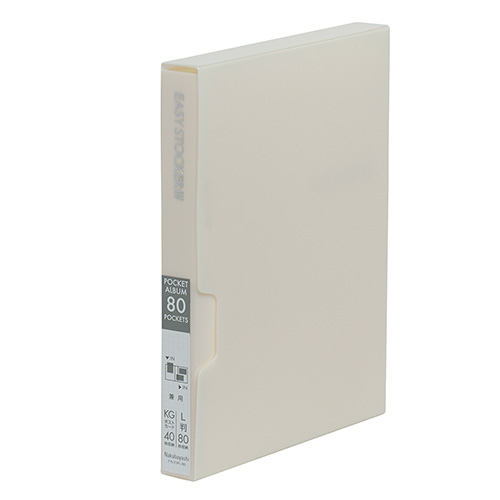 ナカバヤシ イージーストッカー3 PP製ポケットアルバム L判80枚収納 アカ-E3PL-80W ホワイト
