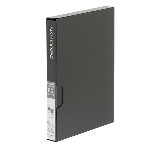 ナカバヤシ イージーストッカー3 PP製ポケットアルバム L判80枚収納 アカ-E3PL-80D ブラック