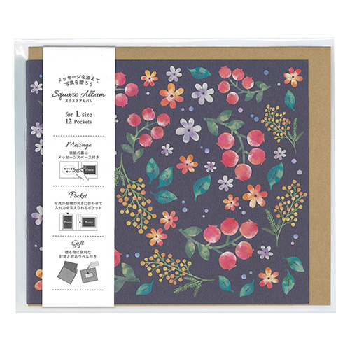 ナカバヤシ スクエアアルバム/L判12枚収納 1冊・封筒付き ア-SPL-120-DB ダークブルー