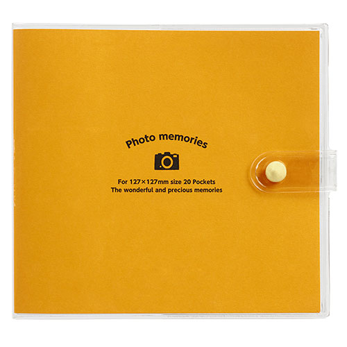ナカバヤシ カバーポケットアルバム ましかくサイズ/127×127mm 20枚収納 アカ-PV127-201-1 オレンジ 【写真 フォトアルバム インスタグラム】