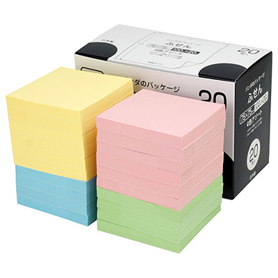 ナカバヤシ パンダのパッケージ付箋 20冊パック 4色アソート（イエロー、ピンク、ブルー、グリーン） FSP7575-20A