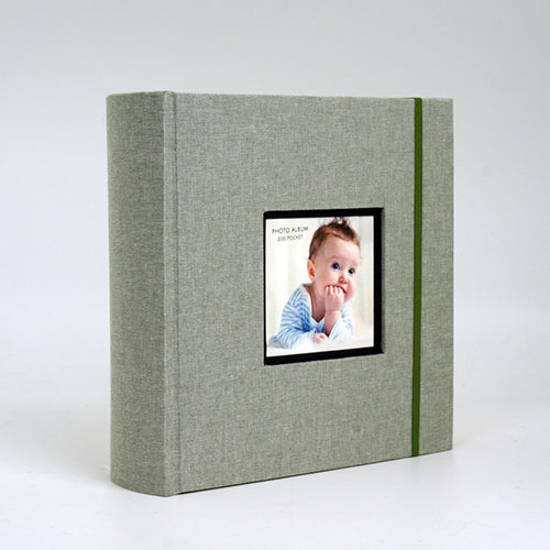 ナカバヤシ 背丸ブック式布クロスアルバム/L判2段/200枚収納/グリーン ア-BPLW-200-GR