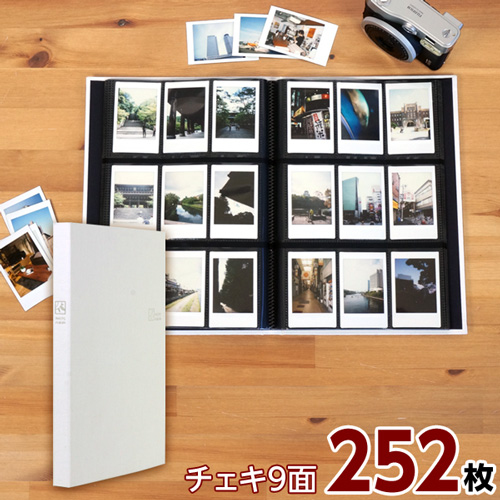 【WEB限定品】ナカバヤシ セラピーカラー チェキサイズ 252枚収納 布表紙 3列×3段タイプ9面ポケット TCPK-INS-252-PW ホワイト