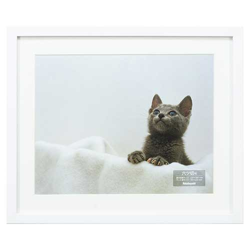 ナカバヤシ 木製写真額 六ツ切判(ホワイト)F-SW-112-W