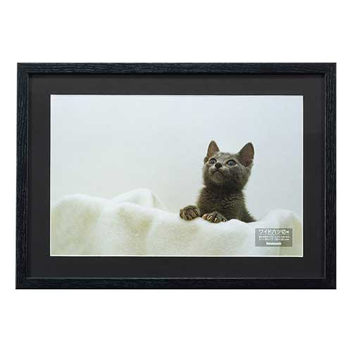 ナカバヤシ 木製写真額 ワイド六ツ切判(ブラック)F-SW-113-D