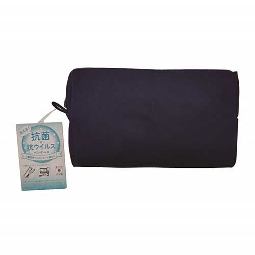 ナカバヤシ 抗菌・抗ウイルス生地製ペンケース ワイド ネイビー CPC-W01-NV