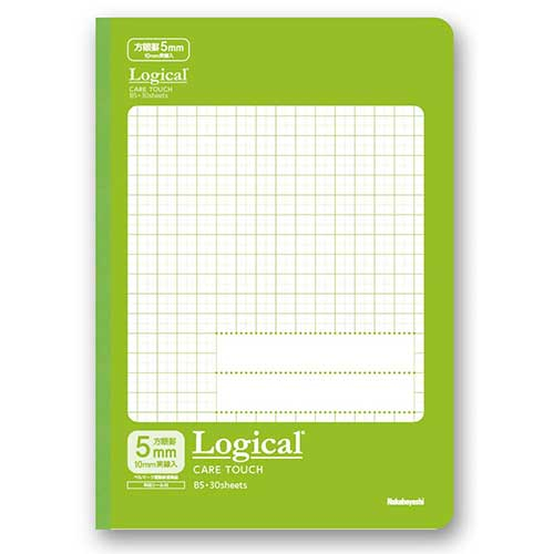 ナカバヤシ ロジカル・ケアタッチ・抗ウイルス表紙ノート セミB5サイズ・方眼5mm グリーン HB5-H509-G