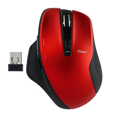 ナカバヤシ Digio2 無線静音5ボタンBlue LEDマウス MUS-RKF155R レッド (tm)