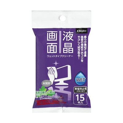 ナカバヤシ Digio 液晶画面用 ウェットタイプクリーナー 携帯タイプ・15枚 DGCW-K3015 (tm)