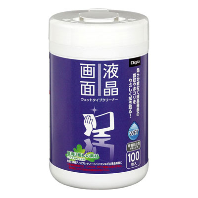 ナカバヤシ Digio 液晶画面用 ウェットタイプクリーナー ボトルタイプ・100枚 DGCW-B3100 (tm)
