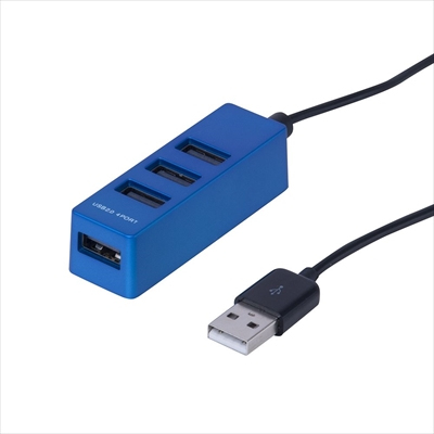 ナカバヤシ USB2.0 4ポートハブ 0.3m ブルー UH-2404BL (tm)