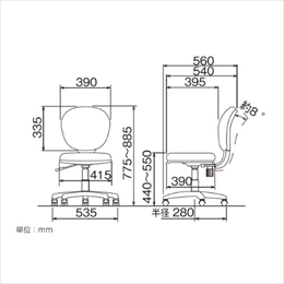 ナカバヤシ 抗菌レザー OAチェア ブラック RZC-273BK　(tm)　