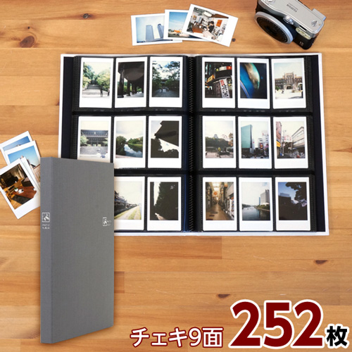 【WEB限定品】ナカバヤシ セラピーカラー チェキサイズ 252枚収納 布表紙 3列×3段タイプ9面ポケット TCPK-INS-252-CG グレー