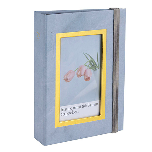 ナカバヤシ チェキ用ポケットアルバム20枚収納 大理石風 ブルー A-CK-201-B