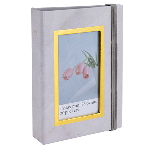 ナカバヤシ チェキ用ポケットアルバム20枚収納 大理石風 ホワイト A-CK-201-W