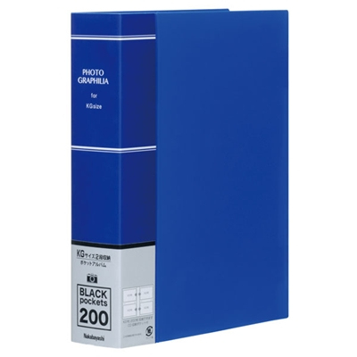 ナカバヤシ ポケットアルバム フォトグラフィリア/PHOTO GRAPHILIA KG版200枚 PHKG-1020-B ブルー