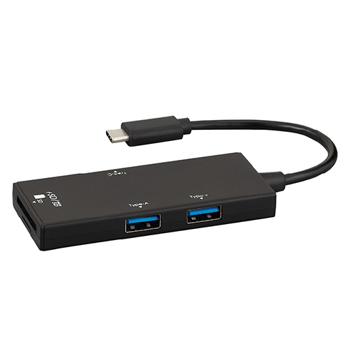 ナカバヤシ USB3.2Gen1 Type-C 3ポートコンボハブ(SDカードリーダー・ライター付)/ブラック COM-C3SD073BK (tm)