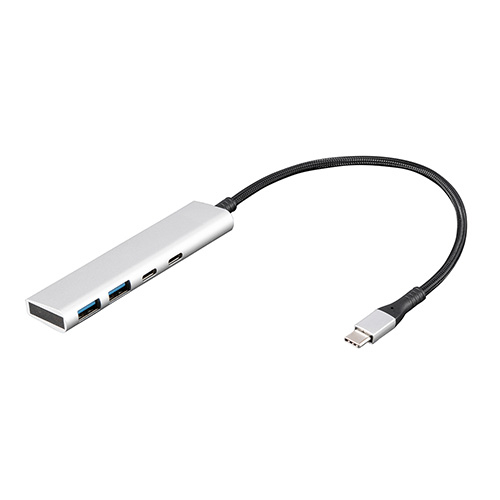 ナカバヤシ USB3.2Gen1Type-C4ポート(Cx2/Ax2)アルミハブ/シルバー UH-C3364SL (tm)
