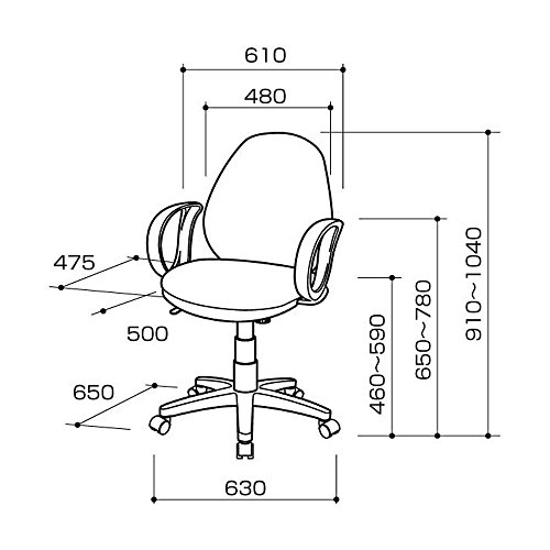 ナカバヤシ OAチェア 肘付タイプ CGN-302N グレー)