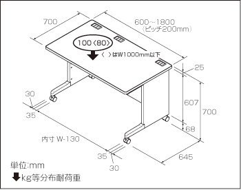 ナカバヤシ システムOAデスク PSX-67N D700mm W600mmタイプ