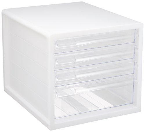 ナカバヤシ A4レターケース4段(浅3+深1) ホワイト A4E-04W