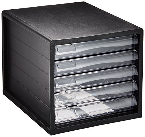 ナカバヤシ A4レターケース5段(浅5) ブラック A4E-05B