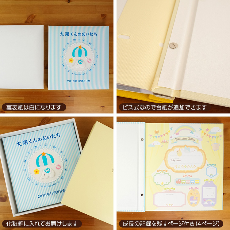 \アルバムづくり応援キャンペーン中!/ 【★刺繍名入れ代込】ナカバヤシ フエルアルバム 誕生用トイモービル ア-LB-300-B ブルー