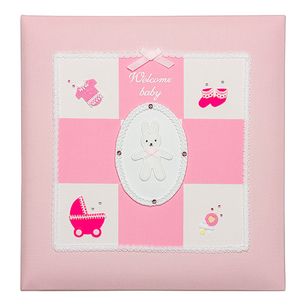 \アルバムづくり応援キャンペーン中!/ 【★刺繍名入れ代込】ナカバヤシ フエルアルバム ウェルカムベビー アH-LB-501-P ピンク