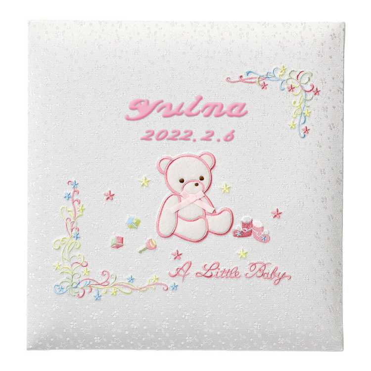 \アルバムづくり応援キャンペーン中!/ 【★刺繍名入れ代込】ナカバヤシ フエルアルバム 誕生用 リトルベビー アH-LB-700-P ピンク